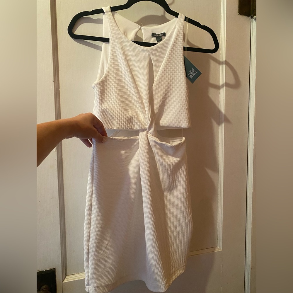 White Dress with Cutouts on Sides